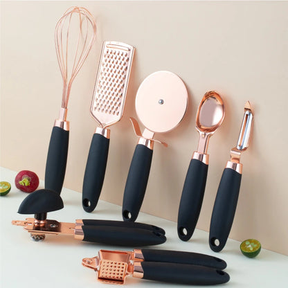 Black Copper Kitchen Set: 7Pcs Stainless Steel Utensils